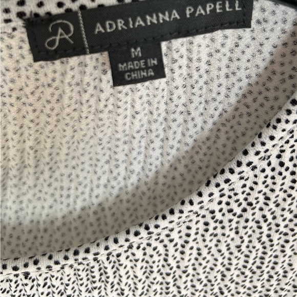 Adrianna Papell Woman’s Speckled Gray Ruffle Blouse and pleated front. M - Picture 2 of 4